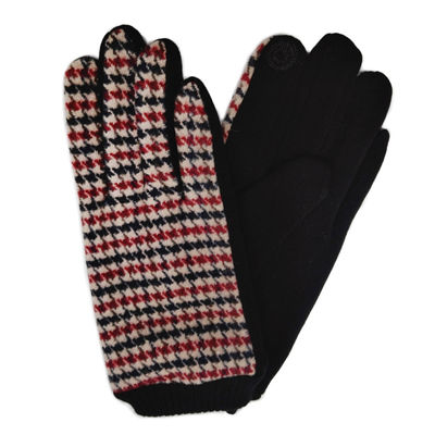 Burgundy Houndstooth Smart Gloves-thumnail