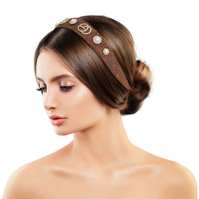Brown Fabric Designer Headband-thumnail