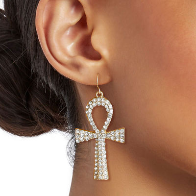 Gold Egyptian Cross Earrings-thumnail