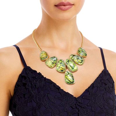 Green Marbled 7 Pear Drop Necklace-thumnail