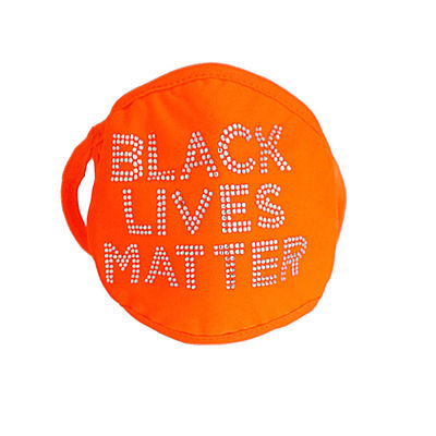 Neon Orange Rhinestone BLACK LIVES MATTER Mask-thumnail
