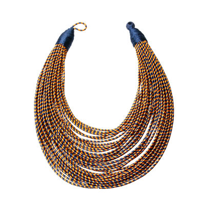 Blue Tribal Layered Wrapped Necklace-thumnail