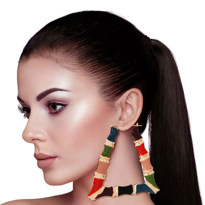 Multi Color Trapezoid Bamboo Hoops-thumnail