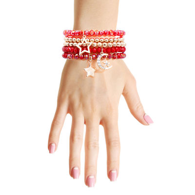 Red and Gold Glass Star Bracelets-thumnail