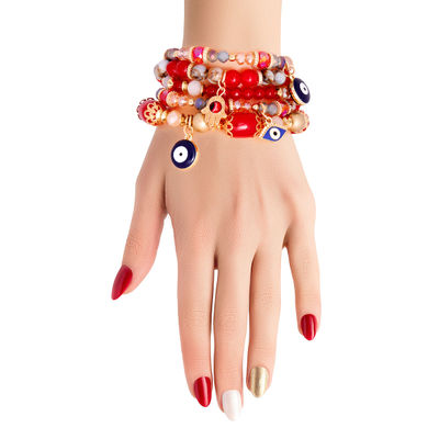 Red Glass Bead Evil Eye Bracelets-thumnail