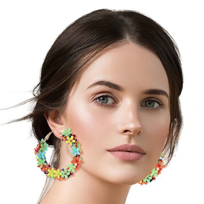 Multi Color Daisy Covered Hoops-thumnail