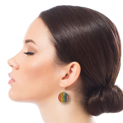 Rainbow Stripe Disc Earrings-thumnail