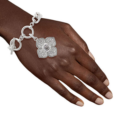 Silver Luxury French Designer Flower Bracelet-thumnail