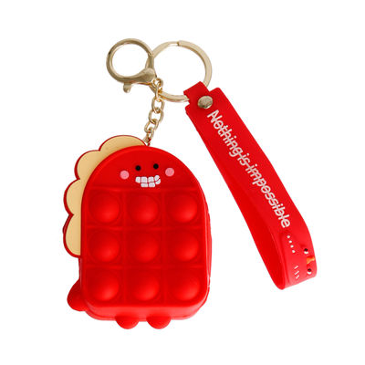 Red Dino Bubble Pop Keychain-thumnail