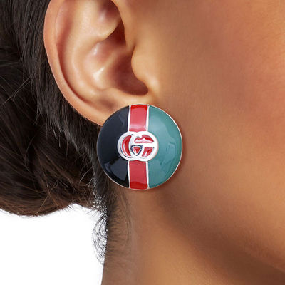 Dome Red and Green Desinger Silver Studs-thumnail