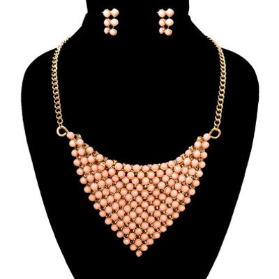Pink Beads Necklace Set-thumnail