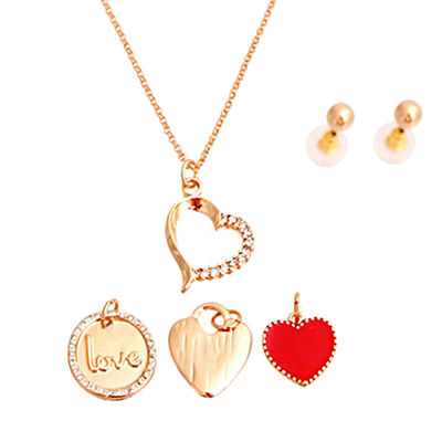 Gold Interchangable Heart Charm Necklace-thumnail