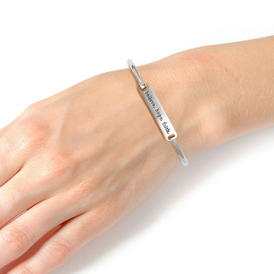 Believe Hope Faith Silver Hook Bangle-thumnail