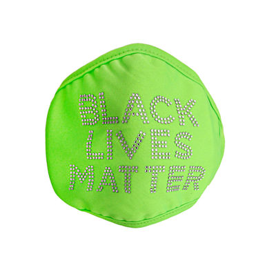 Neon Green Rhinestone BLACK LIVES MATTER Mask-thumnail