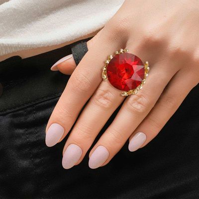 Red Crystal Gold Branch Ring-thumnail