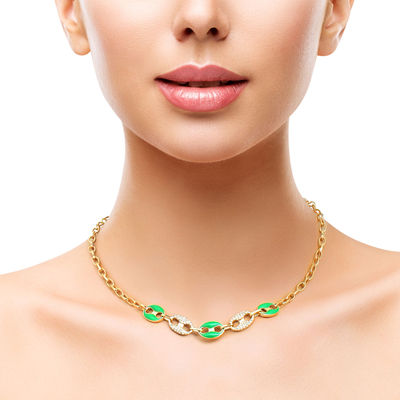 Green Gold Mariner Chain Necklace