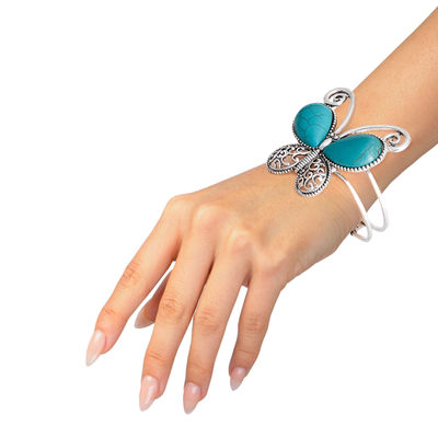 Turquoise Butterfly Hinge Cuff-thumnail