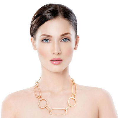 Gold Multi Shape Link Necklace-thumnail