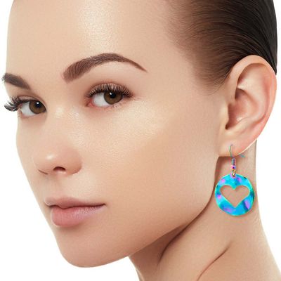 Rainbow Metal Cutout Heart Earrings-thumnail