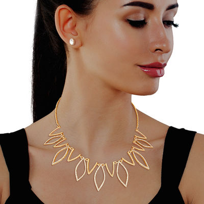 Gold Marquise Stone Collar Necklace-thumnail