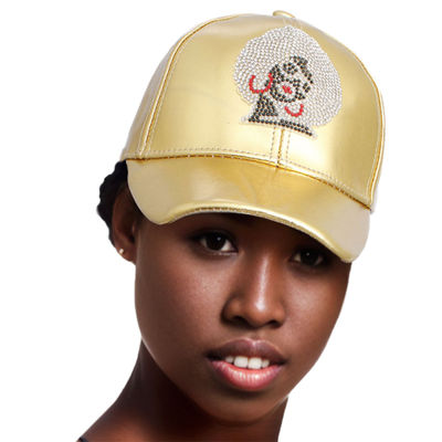Gold Rhinestone Afro Woman Hat