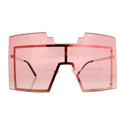 Pink Geometric Shield Sunglasses-thumnail