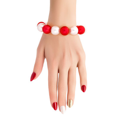 Red White Bubble Gum Pearl Bracelet