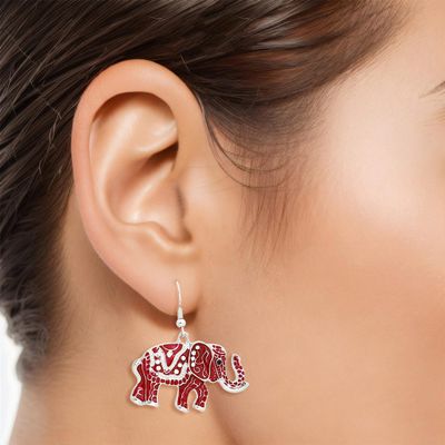 Drop DST Red Elephant Tribal Earrings for Women