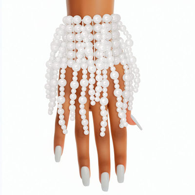 Bracelet White Pearl Fringe Stretchy for Women