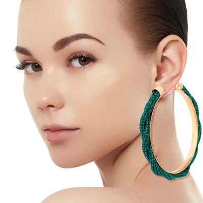Green Twisted Stone Hoops