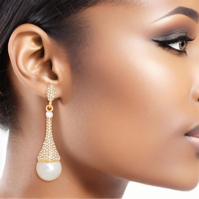 Teardrop Cream Pearl Medium Earrings for Women