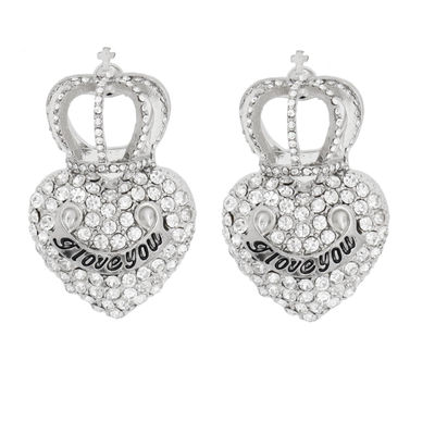 Silver Crowned Heart Studs