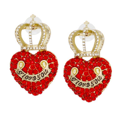 Red Crowned Heart Studs