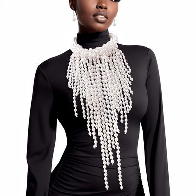Necklace White Cluster Fringe Pearls for Women