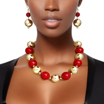 Pearl Necklace Red Gold Jumbo Set for Women
