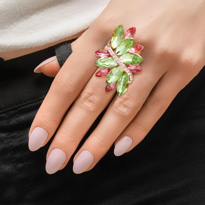 Cocktail Ring AKA Pink Green Marquise for Women