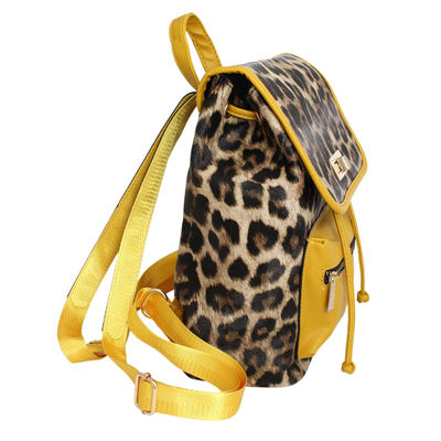 Backpack Leopard and Yellow Flap Bag Set for Women