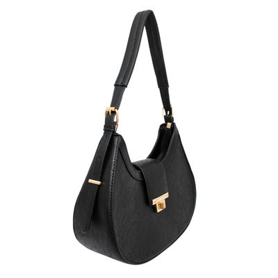 Shoulder Handbag Black Flap Rounded Bag for Women