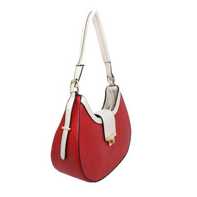 Shoulder Handbag Red Flap Rounded Bag for Women