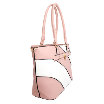 Tote Pink and White Stripe Handbag for Women