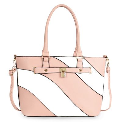 Tote Pink and White Stripe Handbag for Women
