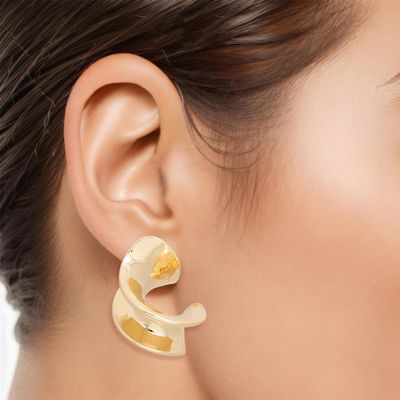 Drop Swirl Silhouette Gold Earrings for Women