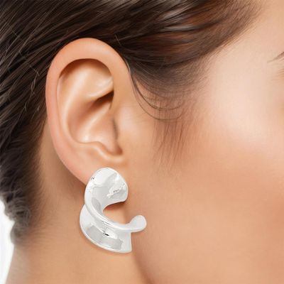 Drop Swirl Silhouette Silver Earrings for Women