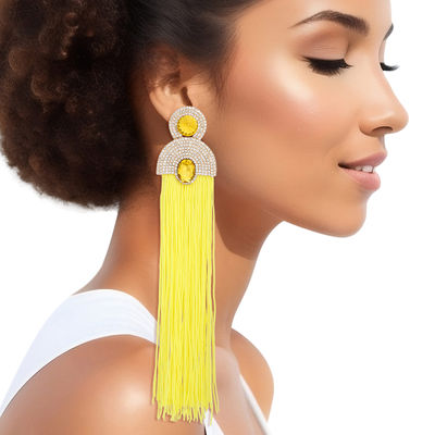 Tassel Yellow Long Vintage Glam Earrings for Women