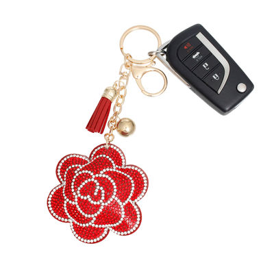 Red Flower Keychain Clip