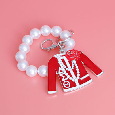Red and White Delta Sorority Keychain|4.25 x 3.25 inches