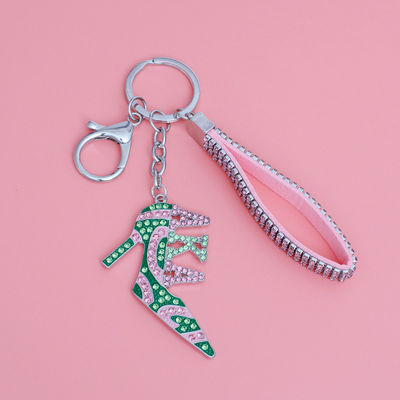 Keychain AKA Sorority Pink Green Heel for Women