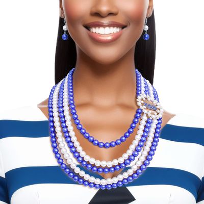 Necklace Blue White Pearl ZPB Set for Women