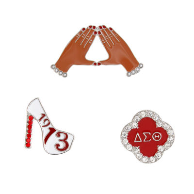 Red White 3 Pcs DST Sorority Pins|1 inch