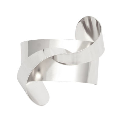 Cuff Silver Structured Geo Bracelet for Women